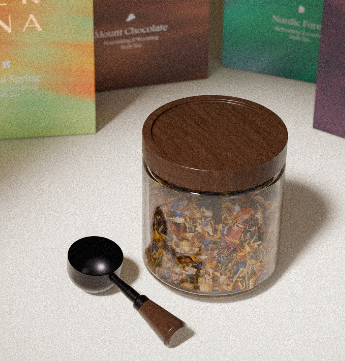 Bicchiere e cucchiaino per il rituale del tè