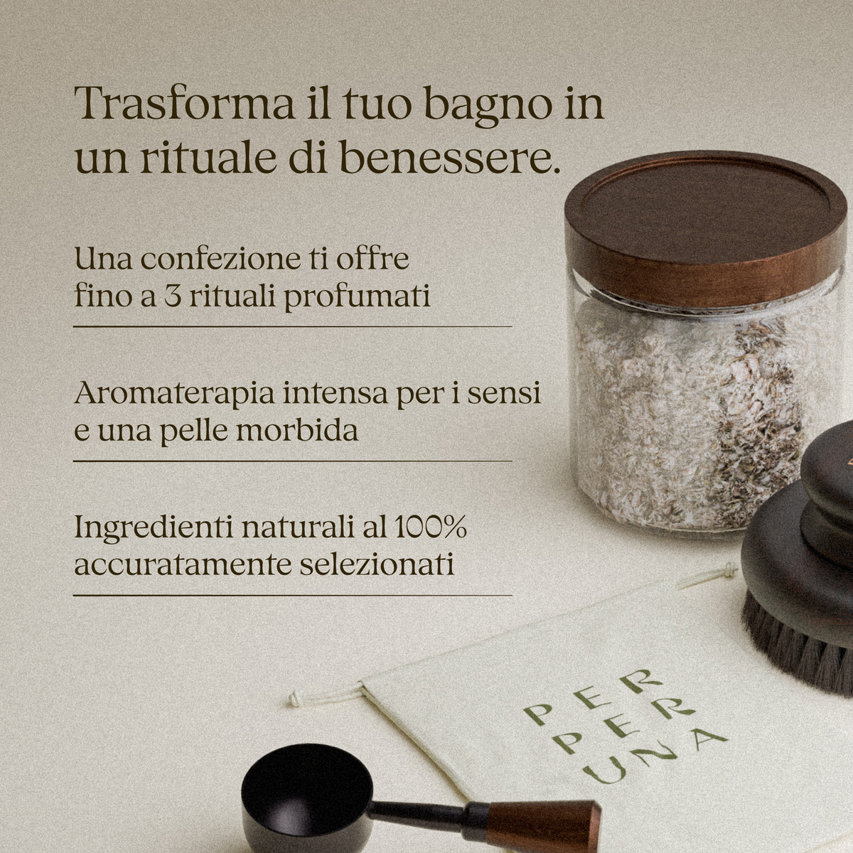 Tè da bagno Nordic Forest in barattolo di vetro con cucchiaino e sacchetto di cotone