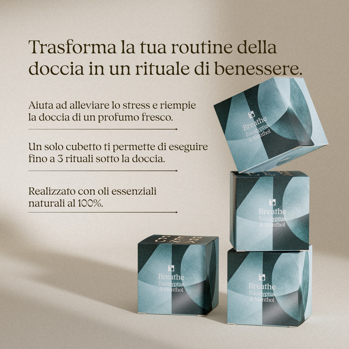 Confezioni della bomba doccia aromaterapica Breathe impilate
