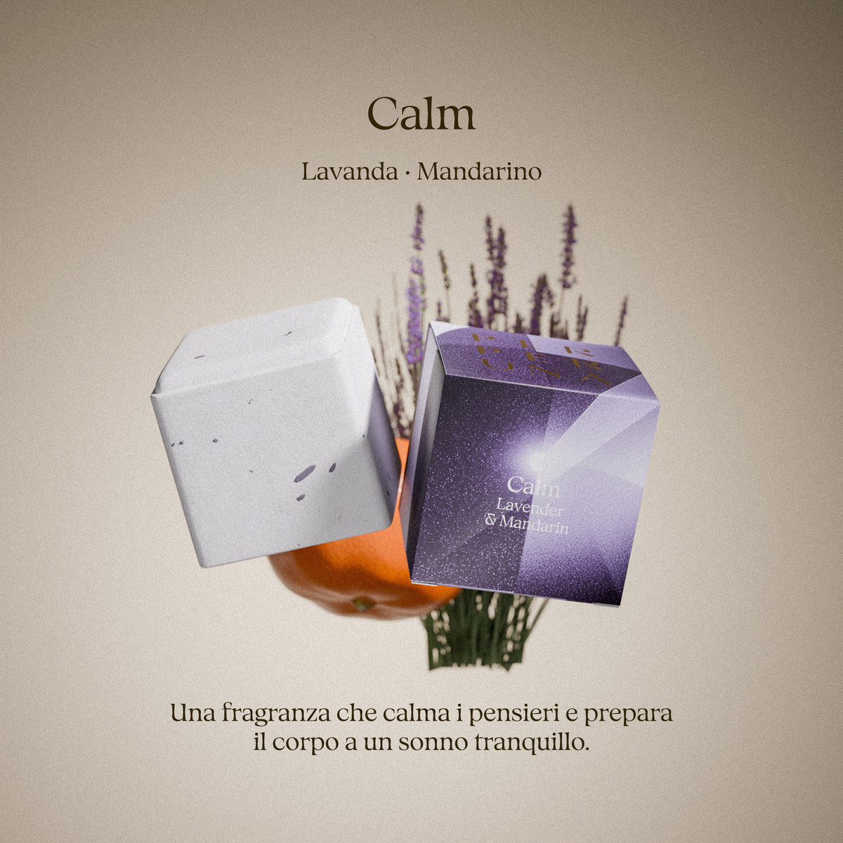 Calm — sprchová aromatická kocka, levanduľa a mandarínka