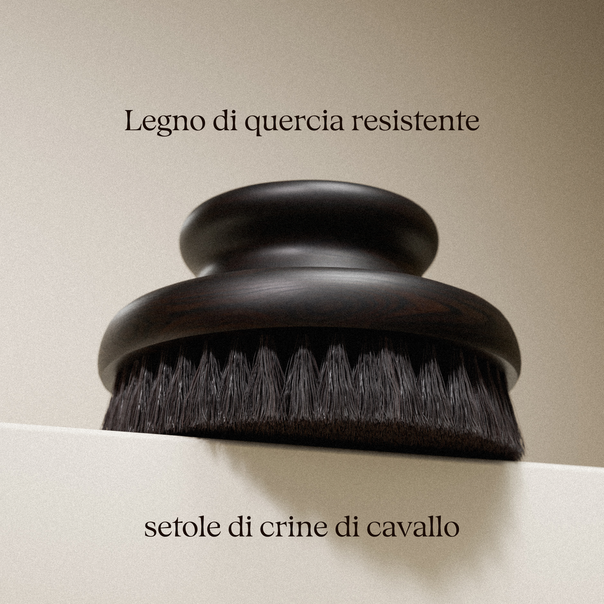 Spazzola per spazzolatura a secco in legno di quercia con setole di crine di cavallo