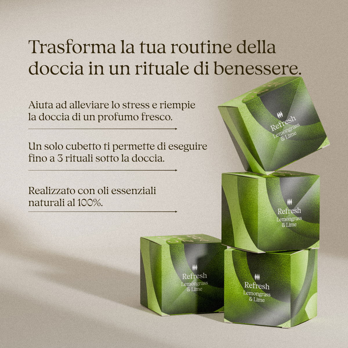 Confezioni della bomba doccia aromaterapica Refresh impilate